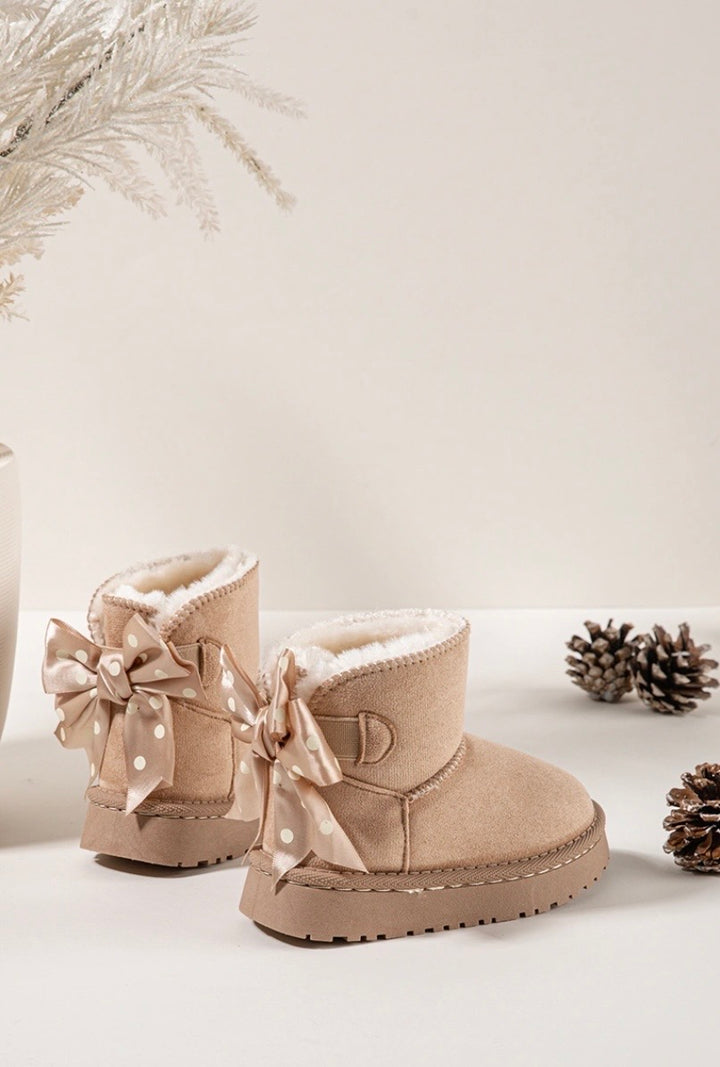 Beige Polka Bow Boot