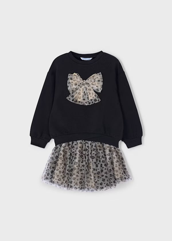 Mayoral Black Bow Jumper & Tulle Skirt Set