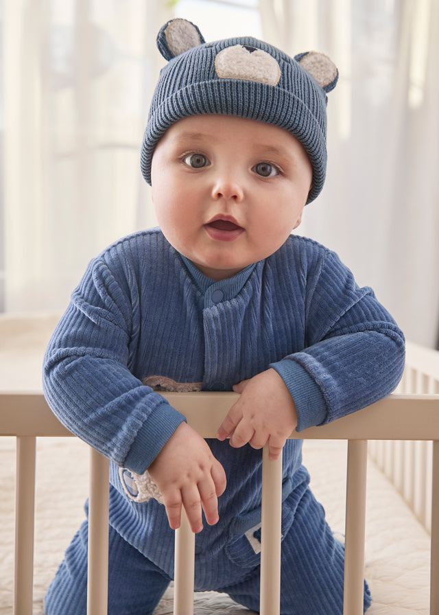 Mayoral Corduroy Blue Teddy Romper