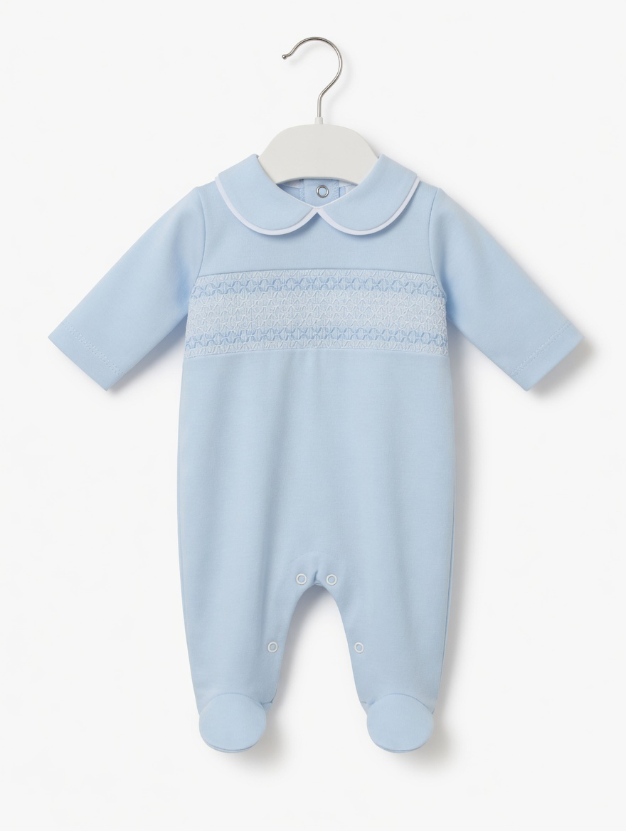 Smocked Baby Blue Babygrow