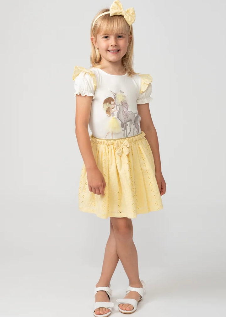 Caramelo Lemon Diamante Unicorn Skirt Set