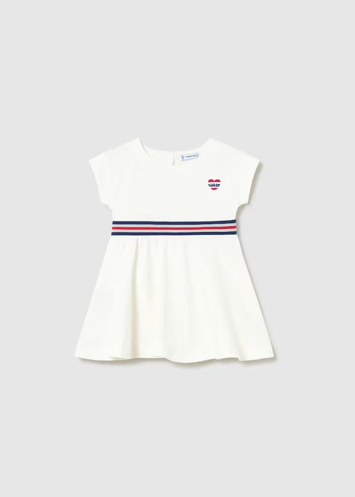 Mayoral Cream Stripe Dress