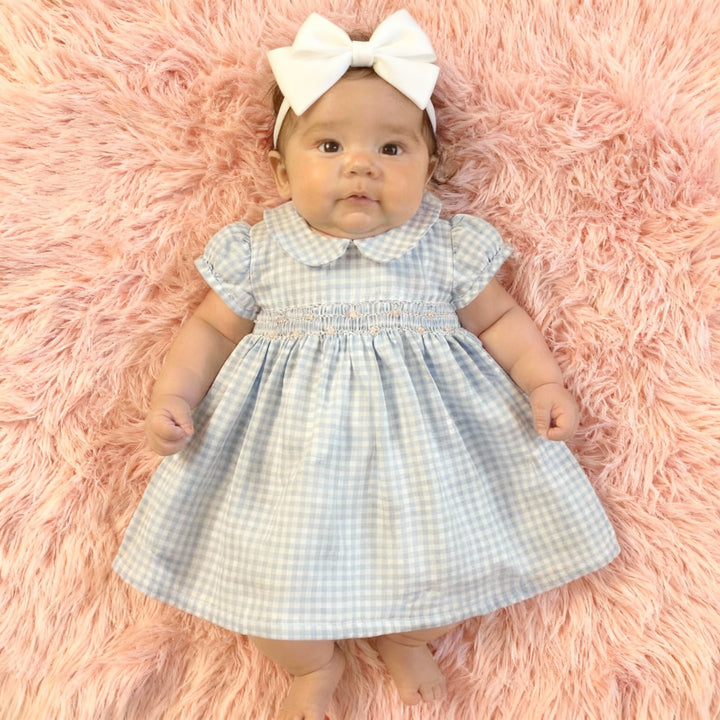 Blue Check Smocked Dress