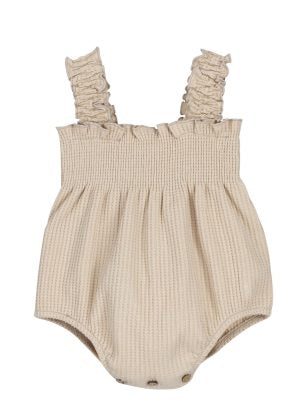 Calamaro Beige Bow Romper
