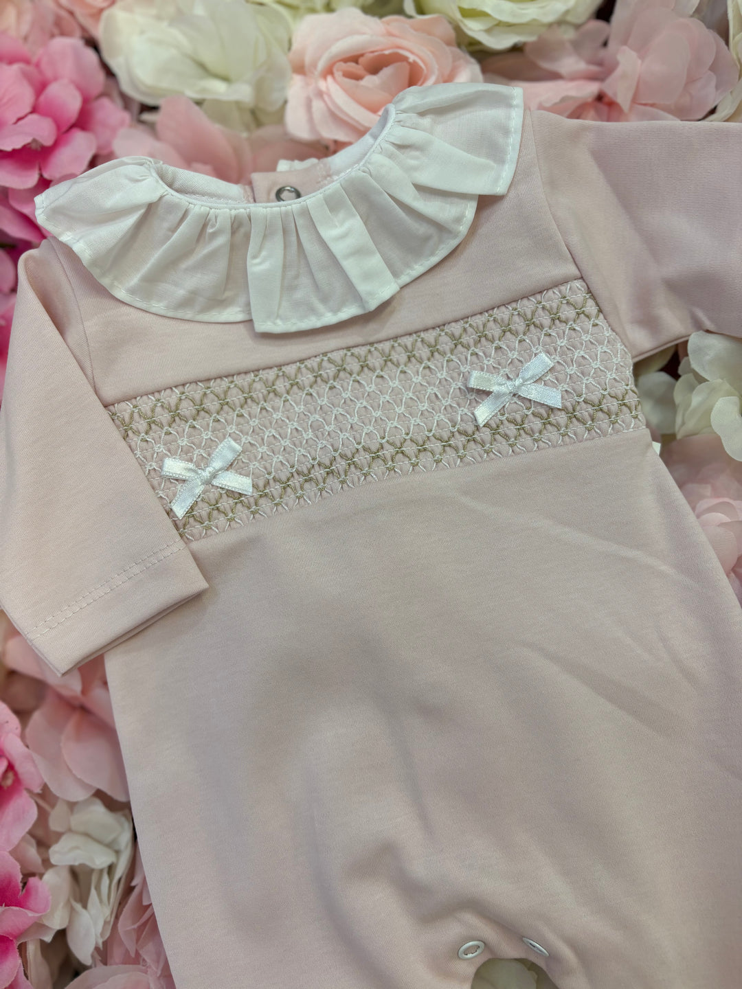 Dusty Pink Frilly Collar Babygrow