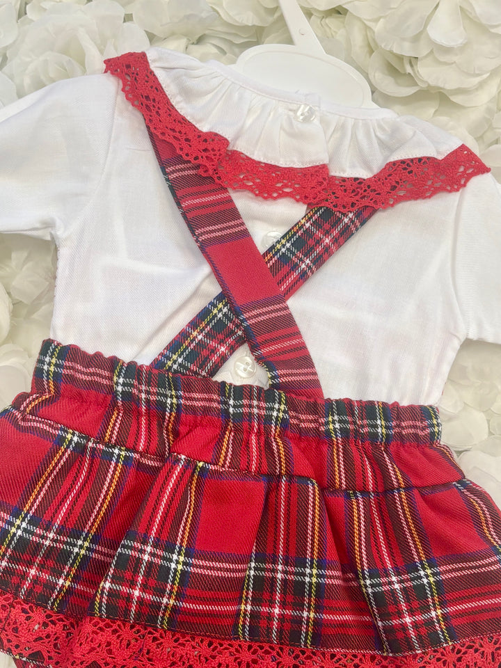 Red Tartan Romper Dress