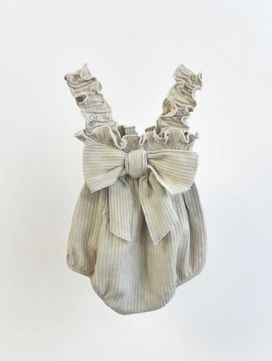 Calamaro Beige Bow Romper