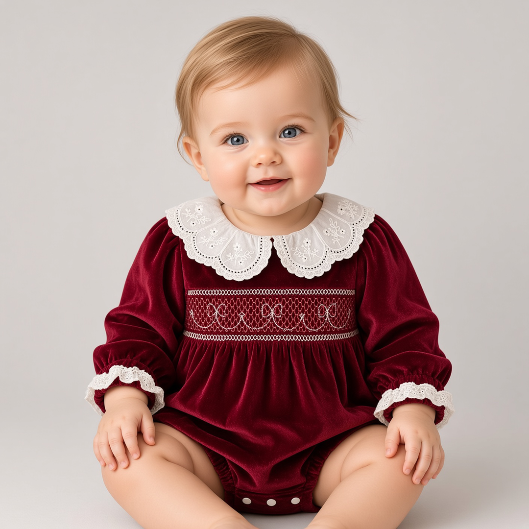 Burgundy Bow Romper