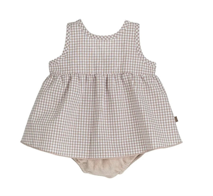 Calamaro Checked Beige Dress Set