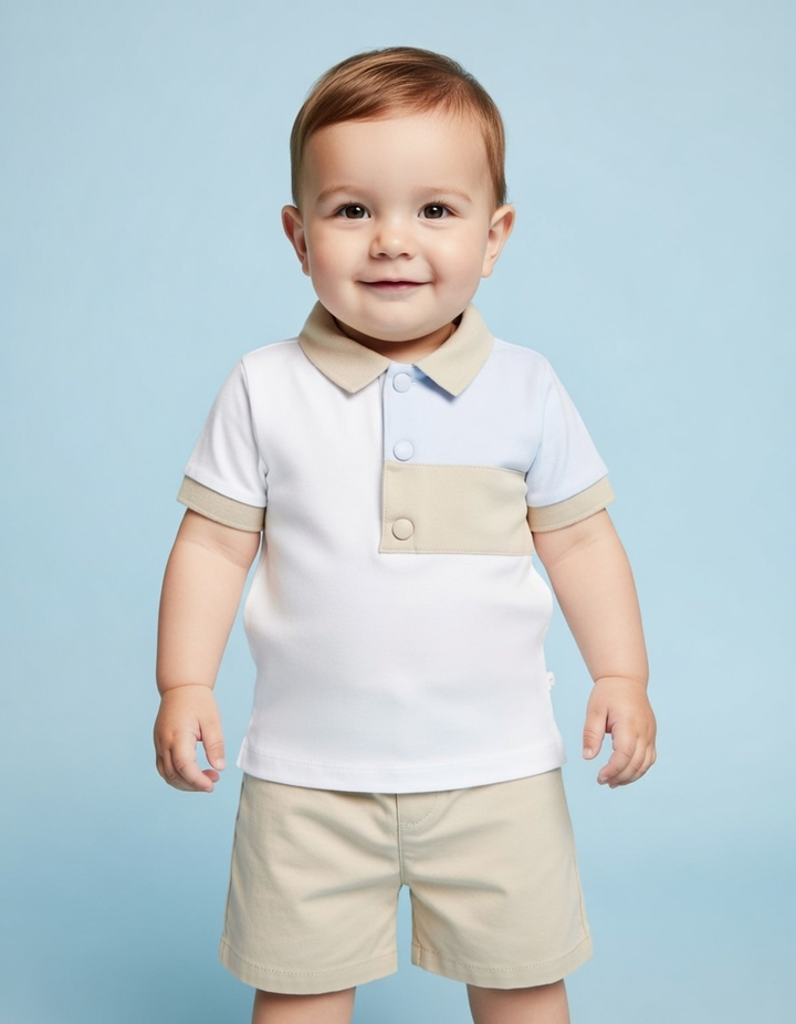 Deolinda Beige / Blue Short Set