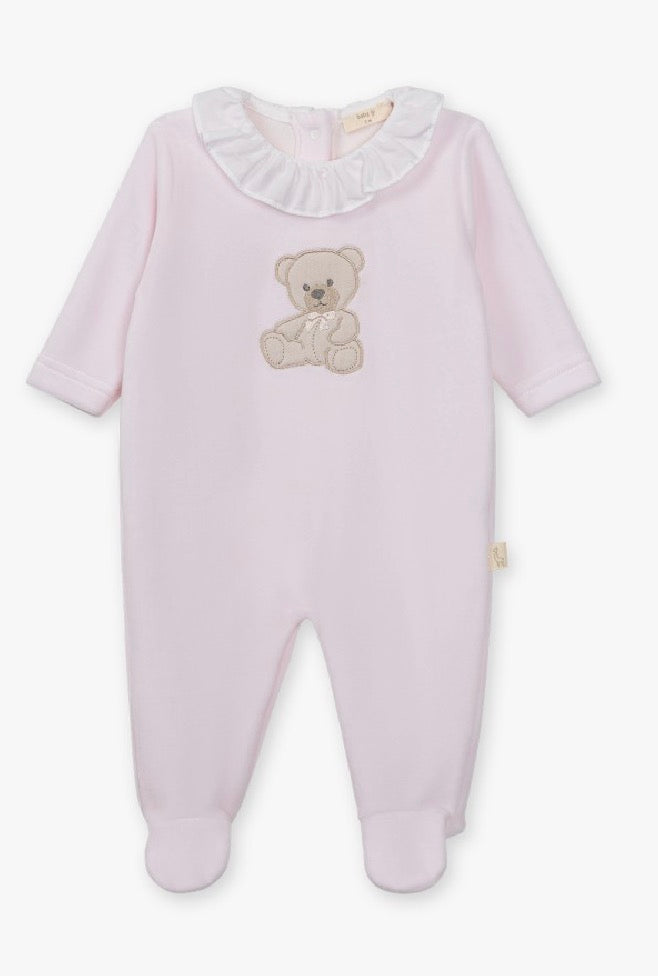 Baby Gi Pink Teddy Velour Babygrow