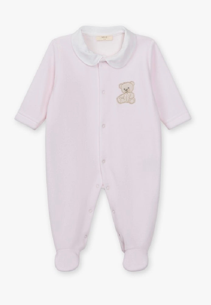 Baby Gi Pink Sweet Teddy Velour Babygrow