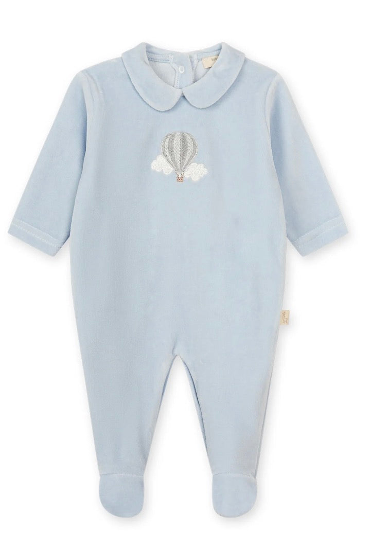 Baby Gi Blue Velour AirBalloon Babygrow