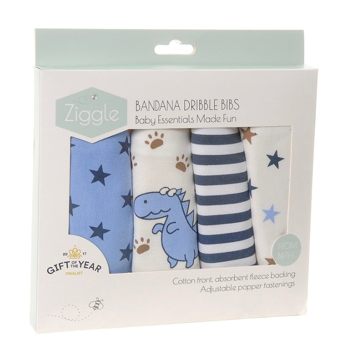 Ziggle Blue Dino Dribble Bib Set