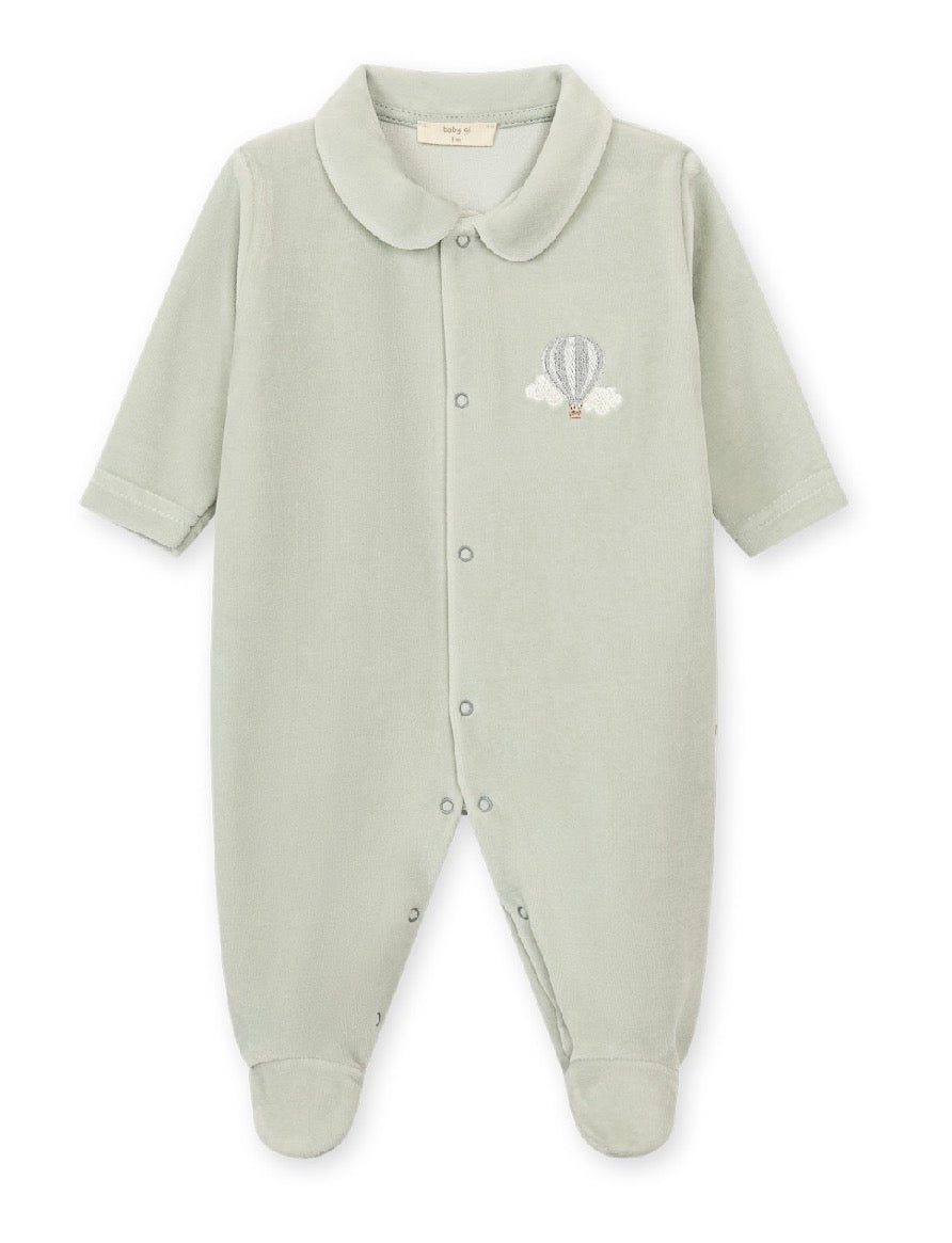Baby Gi Mint Velour AirBalloon Babygrow