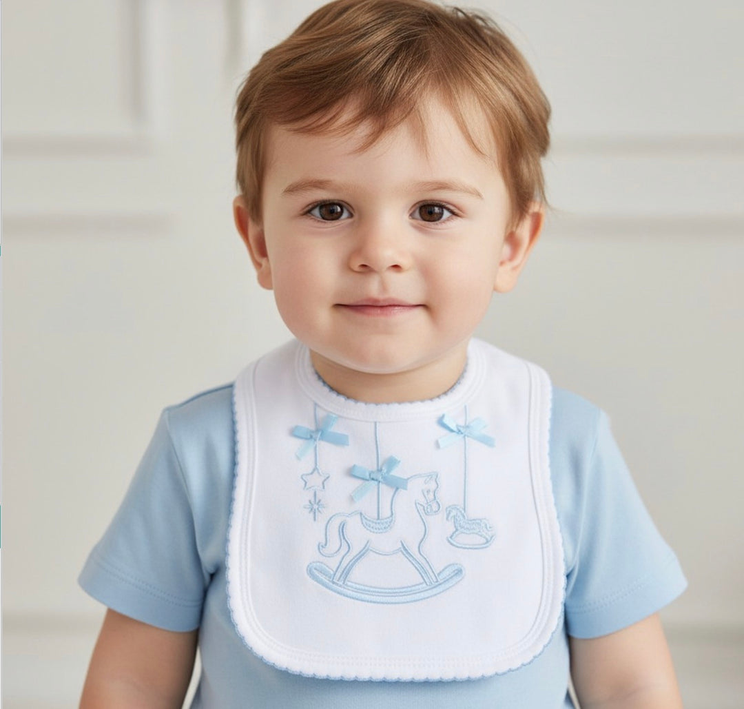 Blue Rocking Horse Bib