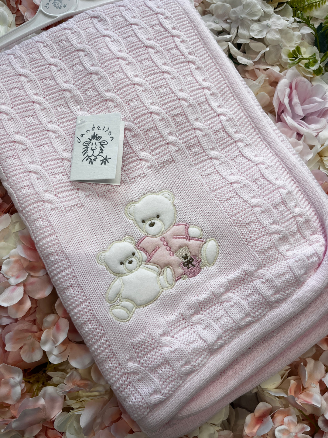Pink Dandelion teddy bear blanket