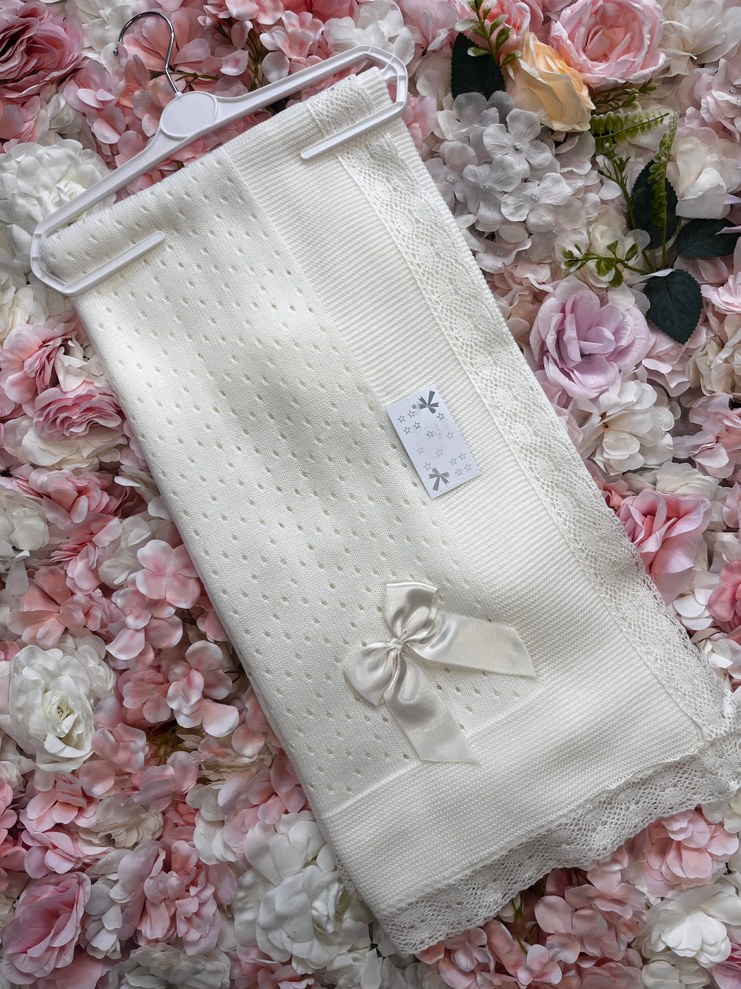 Cream lace bow shawl
