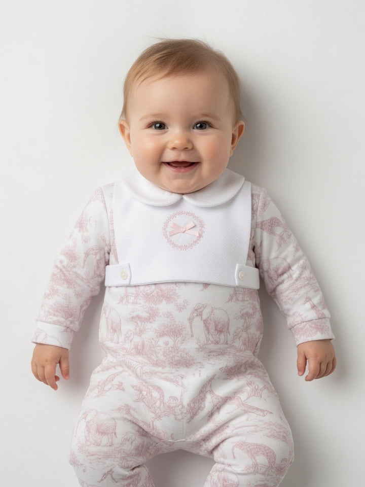 Pink Velour Safari Babygrow