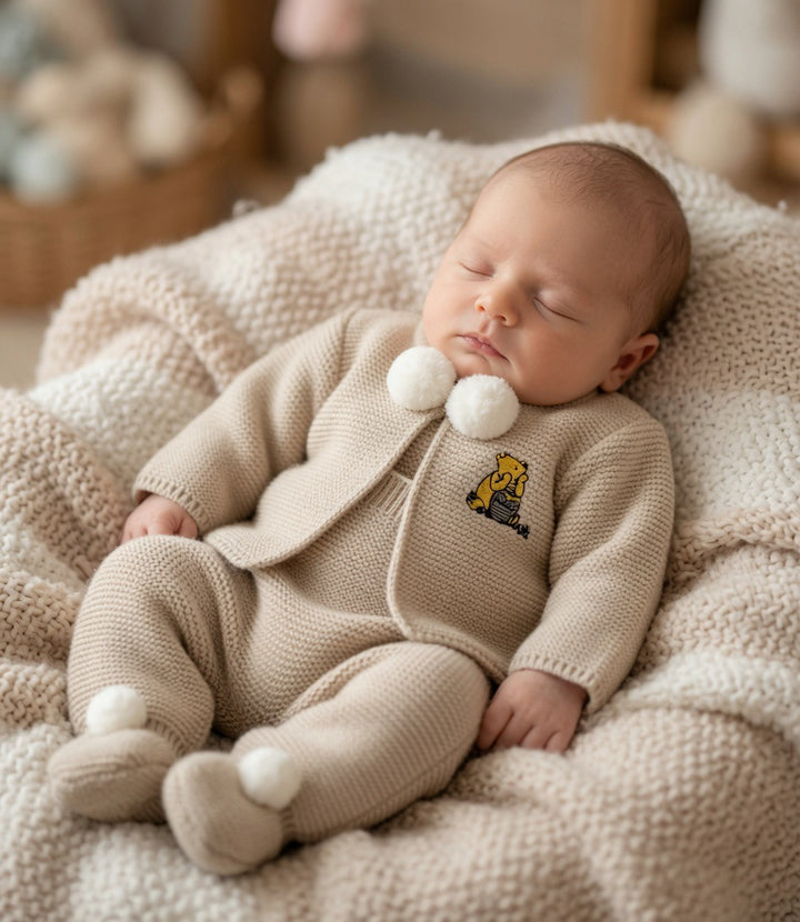 Dandelion Beige Embroidered Pom Set