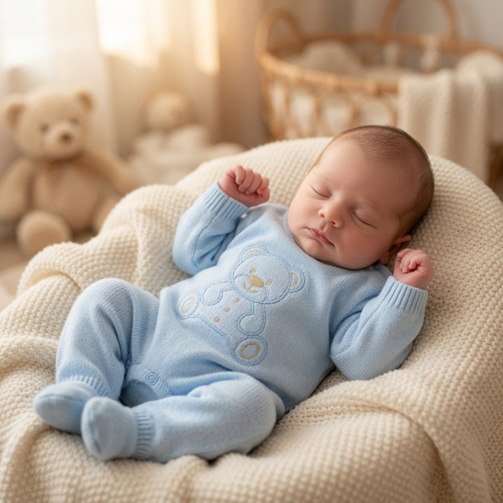 Dandelion Blue Teddy Babygrow
