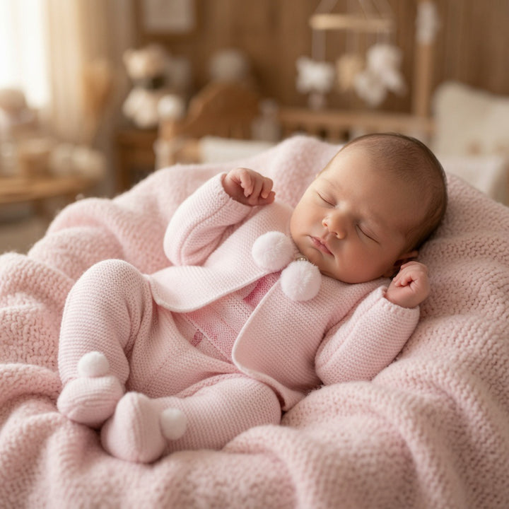Pink Pom Pom Cardigan & Leggings Set