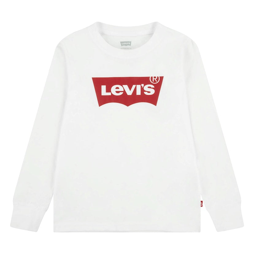 Levi White & Red Logo Long Sleeve Tee