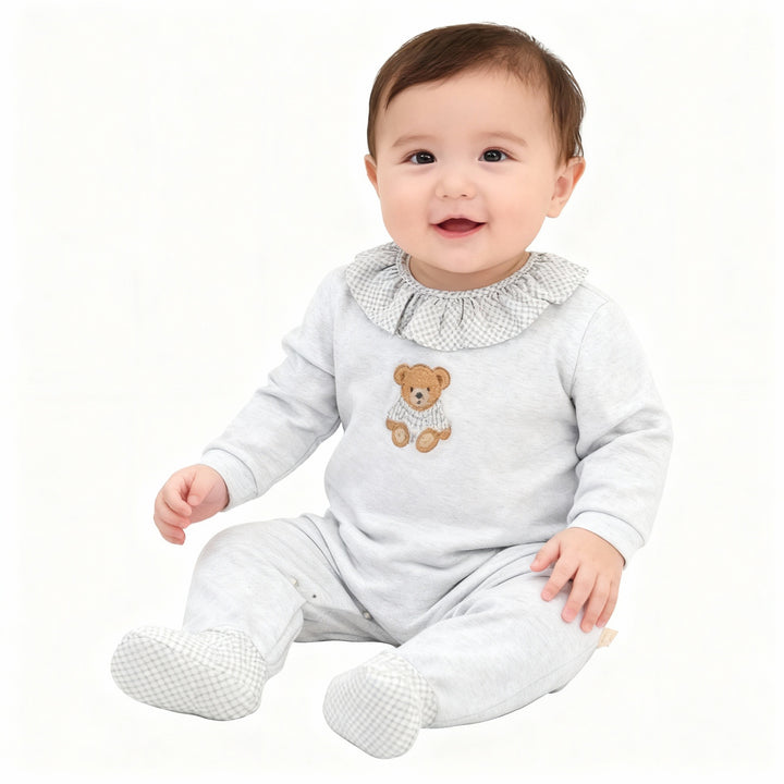 Baby Gi Frill Collar Grey Babygrow
