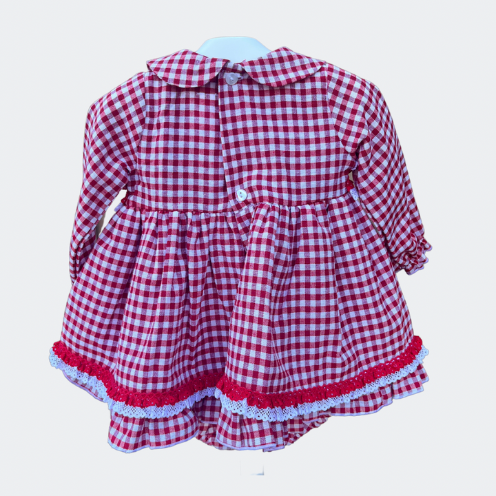 Layla May Red Checkered Puffball Dress With Pants