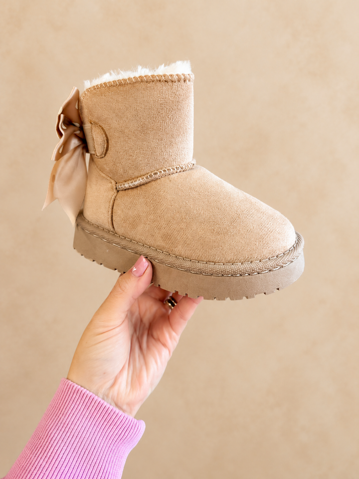 Beige Polka Bow Boot