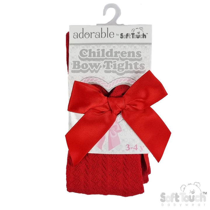 Red Jacquard Bow Tights