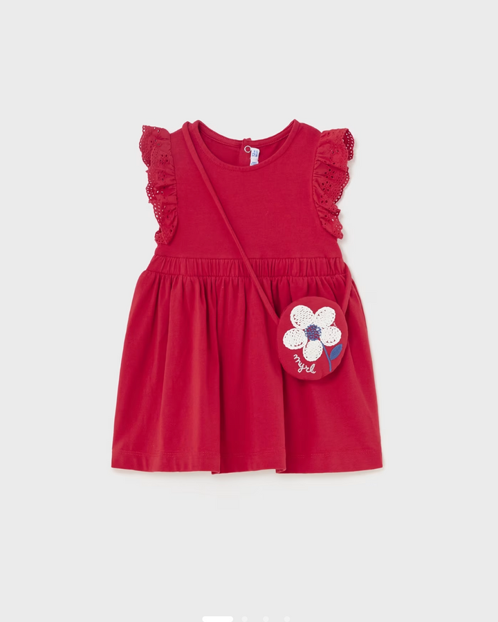 Mayoral Red Daisy Dress With Bag