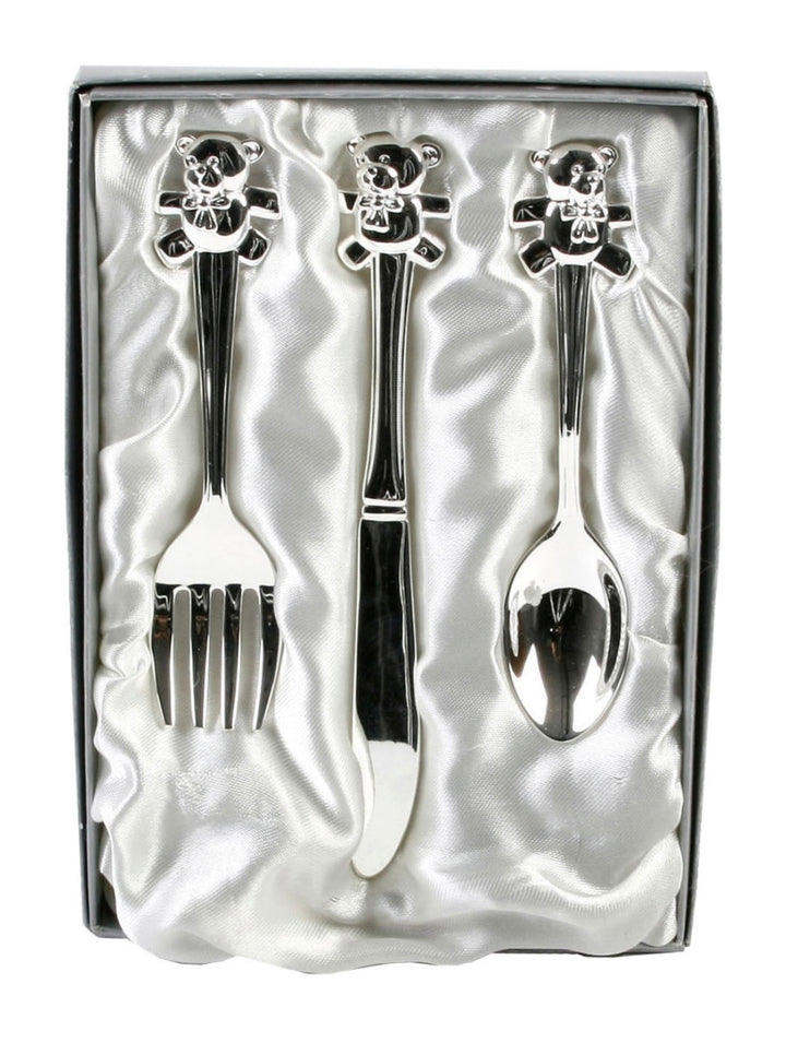 Teddy Silverplated Knife, Fork & Spoon Set