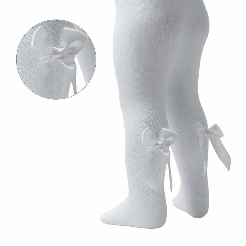 WHITE TIGHTS WITH BOW DETAIL