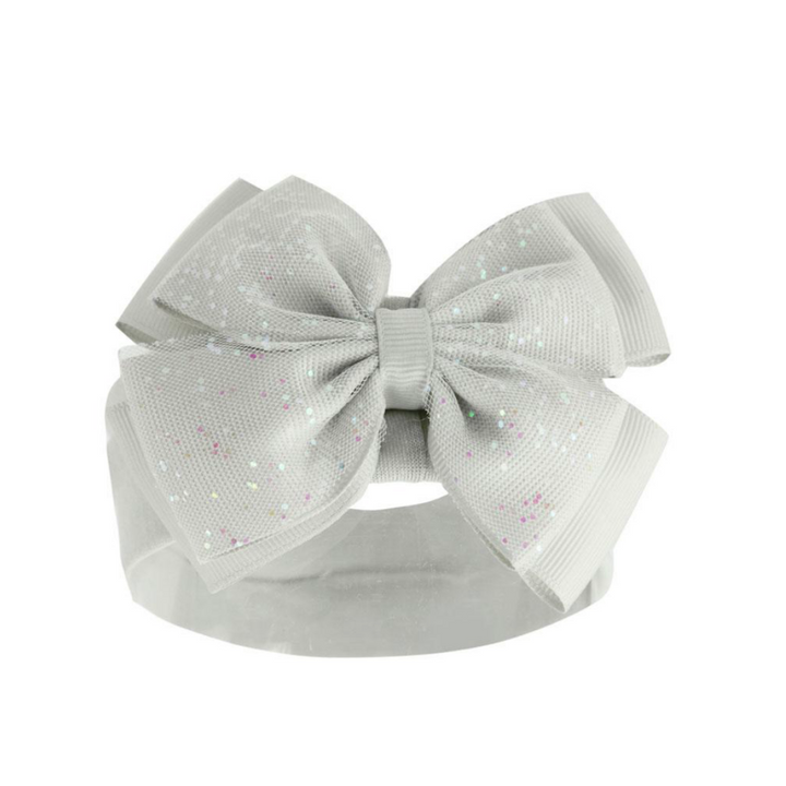 Grey Glitter Bow Headband