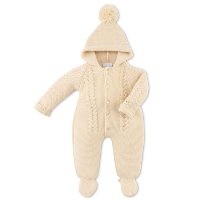 Beige cable knit unisex Dandelion pramsuit