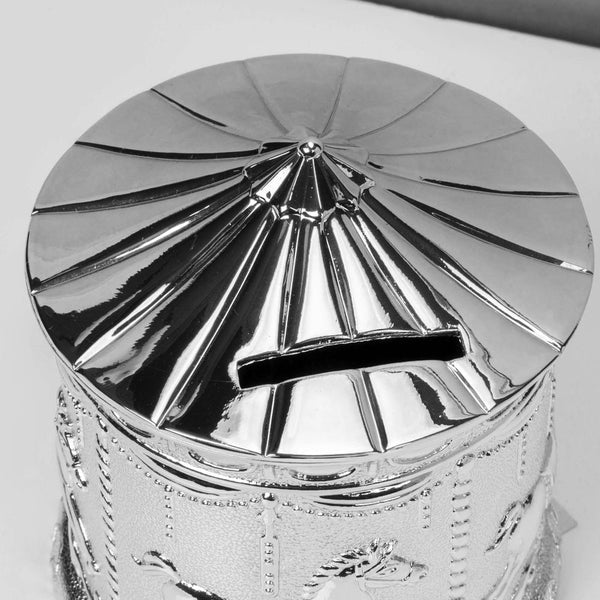 SILVER PLATED CAROUSEL MONEY BOX