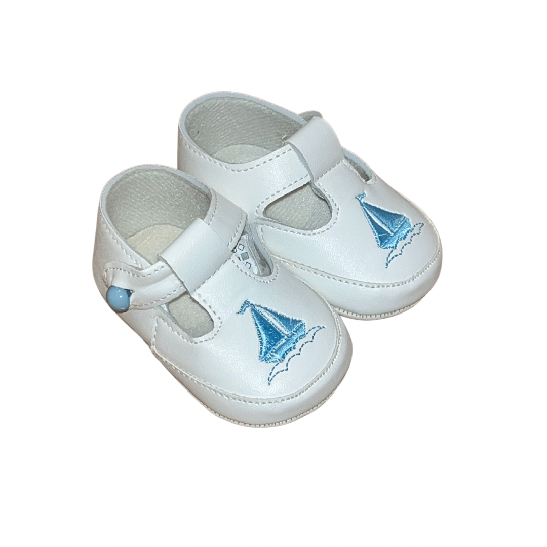 White & Blue Boat Pram Shoe