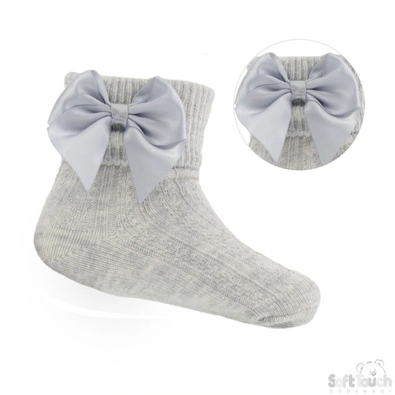 Gray Ankle Bow Socks