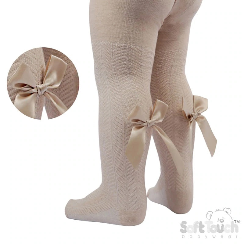 Beige Tights With Bow Detail