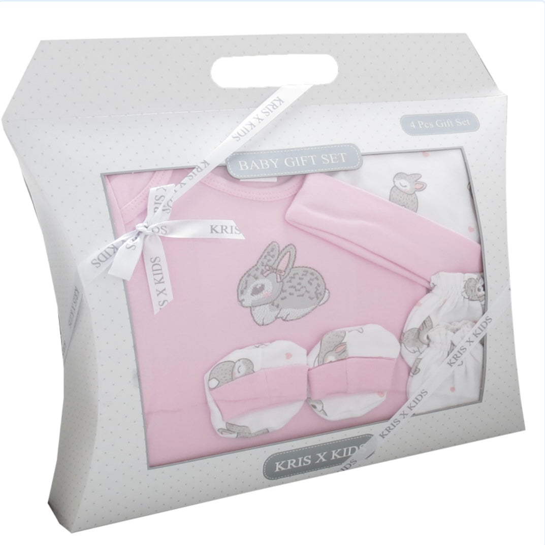 Pink 4 Piece Bunny Boxed Gift Set